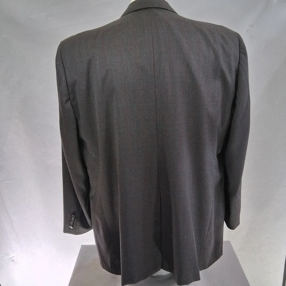 Palm Beach Suit 52R 50x28 Brown Windowpane Plaid Two Button Semi Structured
